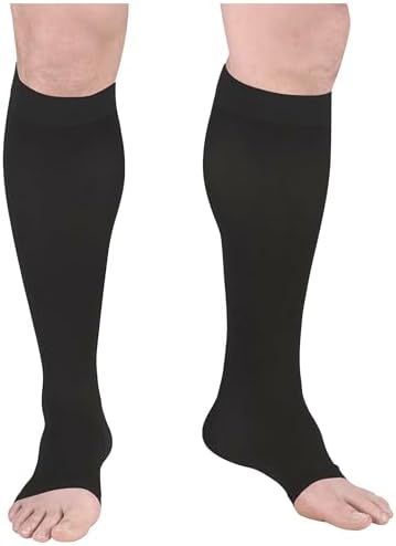 Truform Surgical Stockings, 18 mmHg Compression for Men and Women, Knee High Length, Open Toe, Black, 3X-Large