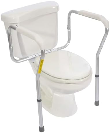 Essential Medical Supply Adjustable Toilet Safety Rails with Handles - Sturdy and Secure Toilet Frame for Elderly and Seniors - Will Support Up to 250lb for Additional Support and Safety
