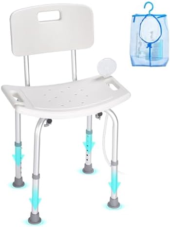 VEVOR Shower Chair, Shower Seat with Back, Adjustable Height Shower Stool, Shower Chair for Inside Shower Bathtub, Non-Slip Bathroom Bench Bath Chair for Elderly Disabled Handicap, 350 lbs Capacity