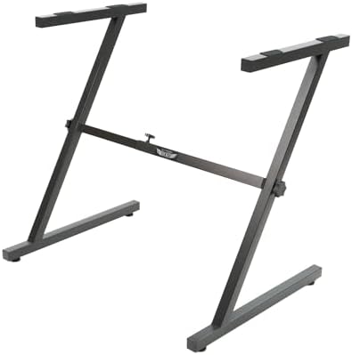 Z Style Keyboard Stand w/ Adjustable Width. Sturdy & Durable Digital Piano Stand for a 61/88 key keyboard. Easy to Assemble for Storage. Sleek Black. Experience Comfort and Flexibility During Every Moment of Playing!