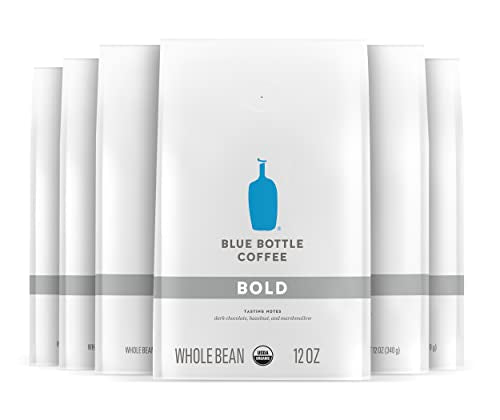 Blue Bottle Whole Bean Organic Coffee, Bold, Dark Roast, 12 Ounce bag (Pack of 6)