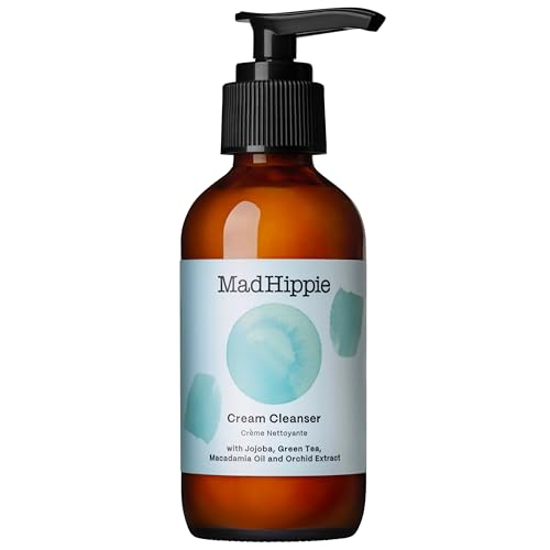 Mad Hippie Cream Cleanser - Hydrating Facial Cleanser with Jojoba Oil, Green Tea, Orchid Extract, and Hyaluronic Acid, Gentle Face Cleanser for Dry, Sensitive Skin, 4 Fl Oz