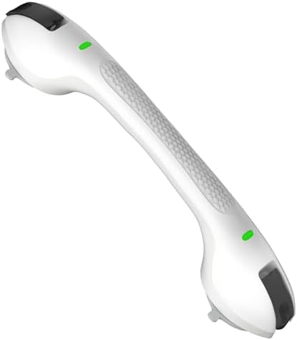 17 Inch Shower Handle, Grab Bars for Bathtubs and Showers, Disabled and Elderly Strong Suction Cup, Seniors Handicap Safety Handrail for Bathroom Toilet Tiles Glass - White