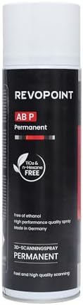 3D Scanning Spray for 3D Scanners, Semi-Permanent Until Wiped, for Reflective, Transparent, Black or Highly Textured Surfaces, 500ml, AB-P