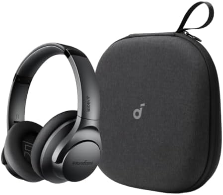 Soundcore Anker Life Q20 Hybrid Active Noise Cancelling Headphones, with Headphones Case, Wireless Over Ear Bluetooth Headphones, 60H Playtime, Hi-Res Audio, Deep Bass, Memory Foam Ear Cups