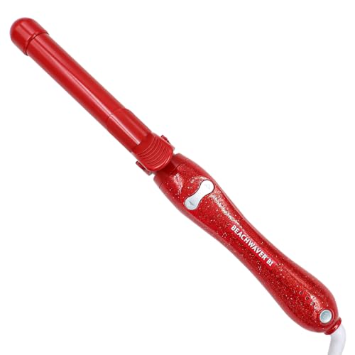 Beachwaver B1 Rotating Curling Iron - Automatic 1 Inch Ceramic Curling Iron - Easy-to-Use Spinning Wand for Long-Lasting Waves - Auto-Shut Off, Travel-Friendly, Dual Voltage in Red Glitter