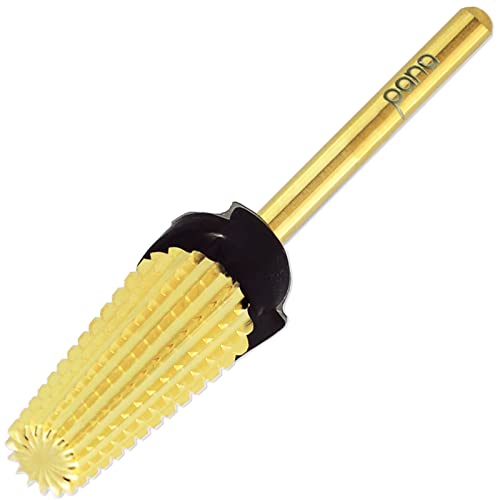 PANA Nail Carbide 5 in 1 Bit - Two Way Rotate use for Both Left and Right Handed - Fast remove Acrylic or Hard Gel - 3/32" Shank - Manicure, Nail Art, Drill Machine (Extra Coarse - XC, Gold)