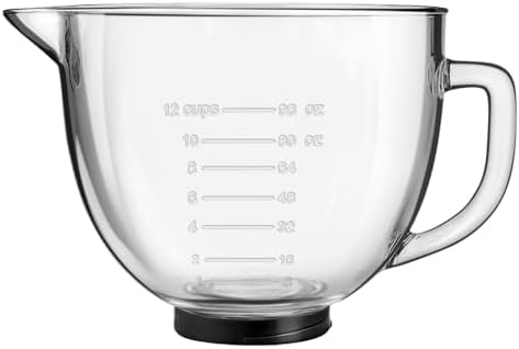 5 Quart Glass Mixing Bowls Compatible with 4.5&5 KitchenAid Stand Mixer,Allows Placing it in the Refrigerator