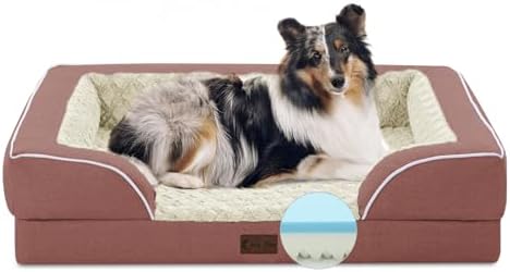 Orthopedic Dog Beds for Large Dogs, Waterproof Memory Foam Large Sized Dog Bed with Sides, Non-Slip Bottom and Egg-Crate Foam Big Dog Bed with Removable Washable Cover(Large,Pink)