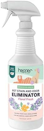 Hepper Advanced Bio-Enzyme Pet Stain & Odor Eliminator Spray - Smell, Stain & Urine Remover for Cats, Dogs & Other Animals - 32oz Spray Safe for the Home - Floral Fresh