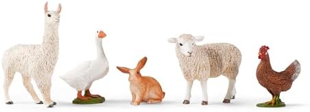 Schleich Farm World 5-Piece Farm Animal Toy Set Including Cute Llama, Rabbit, Sheep, Hen and Goose Animal Toys for Toddlers & Kids Ages 3+