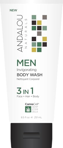 Andalou Naturals CannaCell MEN Invigorating 3-in-1 Body Wash, 8.5 Ounces