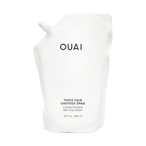 OUAI Thick Hair Conditioner Refill - Moisturizing Conditioner for Dry, Frizzy Hair - Keratin, Marshmallow Root, Shea Butter and Avocado Oil - Paraben, Phthalate and Sulfate Free Hair Care (32 Oz)