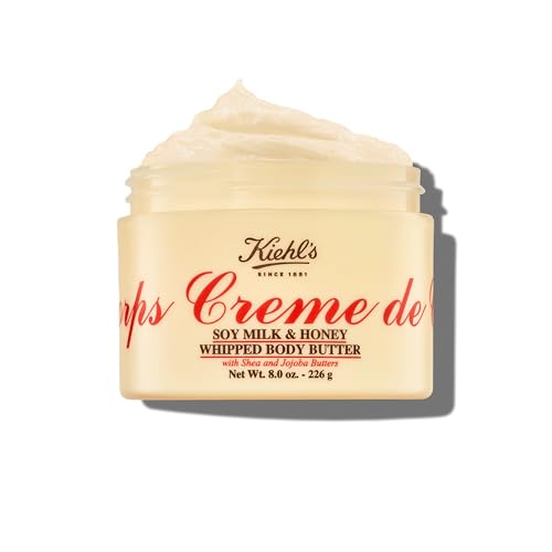 Kiehl's Creme de Corps Whipped Body Butter, Gentle Body Lotion that Nurtures and Moisturizes the Skin, Infused with Soy Milk and Honey, Provides Rich 24-Hour Hydration, For All Skin Types - 8 oz