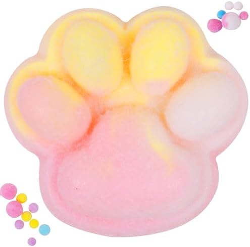 1pcs Rainbow Yellow Big 5in Squishy Cat Paw Squeeze Toys,Cat Paw Squishy,Cute Kawaii Squishies,Squishy Cat Paw Fur Ball,Jelly Kitty Paw Squishy Funny for Adults Kids (1pcs Rainbow Yellow Big 5in)