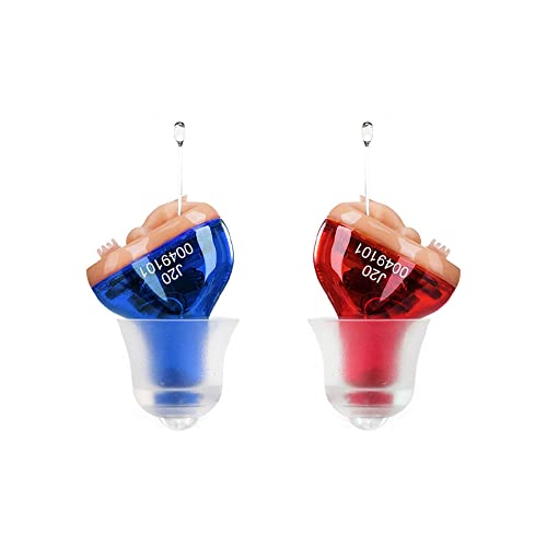 Hearing Aids, Hearing Amplifier, CIC Hearing Amplifiers for Seniors Battery Operated Hearing Aid Mini Sound Enhancer Listening Amplifiers to Assist Hearing(Red&Blue)