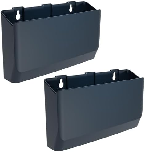 WALI Remote Control Holder Wall Mount, TV Remote Wall Holder Pocket, Bedside Shelf, 8 Inch Hole-Free, for 3 or 4 Media Controls (WMH002-B), 2 Pack, Navy