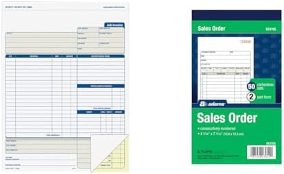 Adams Job Invoice Forms, 100 Sets, White, 8-1/2 x 11 Inches and Adams Sales Order Book, 50 Sets, White/Canary, 4-3/16 x 7-3/16 Inches