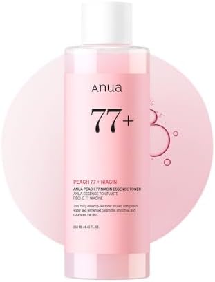 Anua Peach 77 Niacin Essence Toner 250ml / Brightening Toner for Face, Niacinamide, Panthenol, Ceramides, Facial Toner for Glass Skin, Korean Skin Care (8.45 fl.oz.)