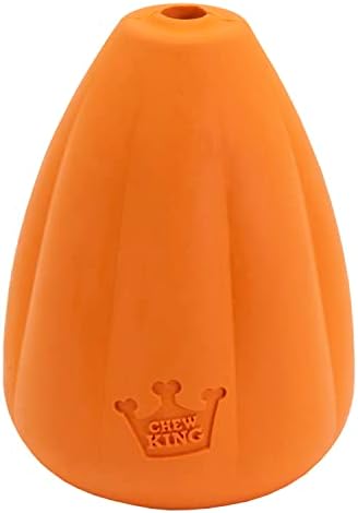 Chew King Premium Treat Dog Toy, Extremely Durable Natural Rubber Toy, Bacon Flavored Dog Toy Orange Large