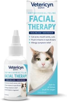 Vetericyn Plus Feline Facial Therapy | Healing Aid and Skin Repair for Different Cat First Aid Needs, Including Cat Acne, Cat Ear and Eye Problems. 2 Ounces