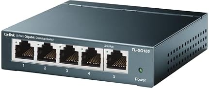 TP-Link 5 Port Gigabit Ethernet Network Switch | Ethernet Splitter | Sturdy Metal w/ Shielded Ports | Plug-and-Play | Traffic Optimization | Unmanaged (TL-SG105) (Renewed)