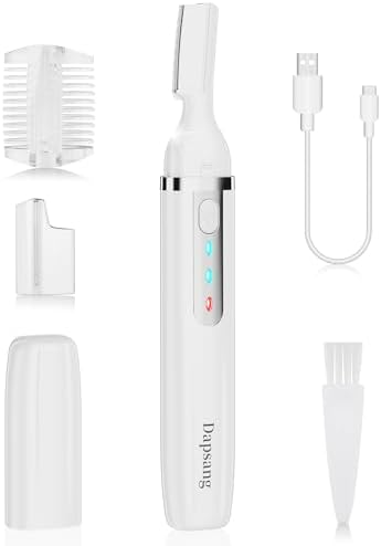 Eyebrow Trimmer, Electric Eyebrow Razor for Women Men, Rechargeable Painless LED Light Facial Hair Shaver Remover with Rinseable Blade for Face Lips Neck Leg