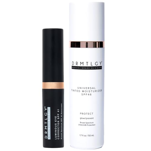 DRMTLGY Makeup Minimalist Duo SPF Bundle - Medium: Luminous Eye Corrector SPF 41 Fair & Anti-Aging Tinted Moisturizer with SPF 46
