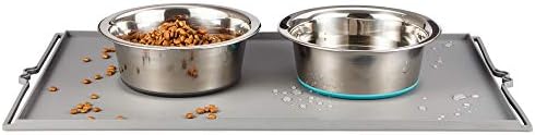PEGGY11 Deep Stainless Steel Anti-Slip Dog Bowls with Silicone Mat - 2 Bowls + Mat, 2 Cups