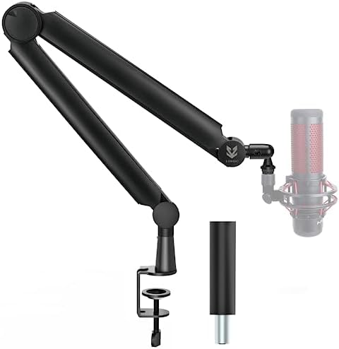SA-30 Microphone Boom Arm, 360° Rotatable Mic Stand with 6 inch riser, Microphone Holder with 1/4", 3/8" and 5/8" Adapters, Professional Microphone Arm with Accessories, Mic Boom Arm Black