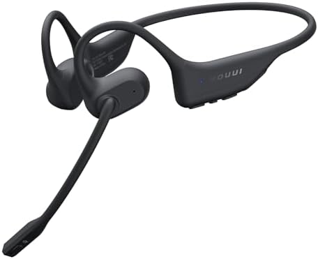 Open Ear Headphones with Mic, Bluetooth Headset with Microphone (AI Noise Cancelling), Bluetooth 5.3 Headphones Dual Connection Sweatproof Wireless Headset with Mic for Work, Running, Workouts