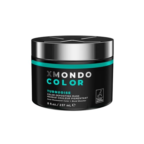 XMONDO Color Turquoise Depositing Mask & Semi-Permanent Turquoise Dye | Infused with Bond Booster Technology & Hyaluronic Acid for Nourishment, Revitalization & Repair, Vegan Formula, 8 Fl Oz 1-Pack