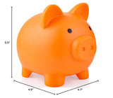 PJDRLLC Piggy Bank, Unbreakable Plastic Money Bank, Coin Bank for Girls and Boys, Medium Size Piggy Banks, Practical Gifts for Birthday, Easter, Christmas (Orange)