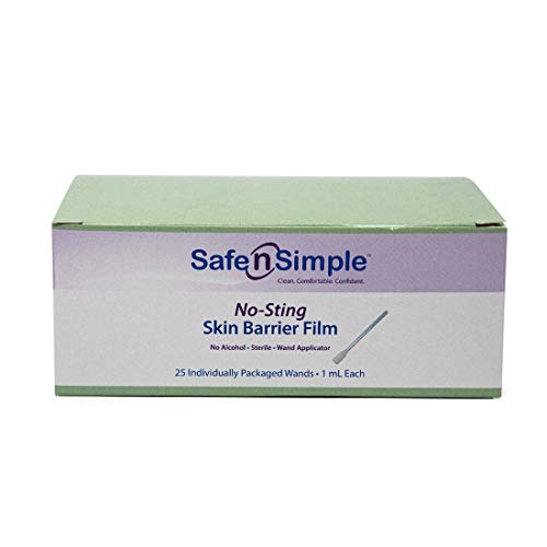Safe n' Simple Skin Barrier Wand - 25 Individually Packed Wands - Sting Free Skin Barrier Wand Applicator - Sterile Skin Barrier Swab for Ostomy - No Sting Alcohol Free Skin Barrier Film