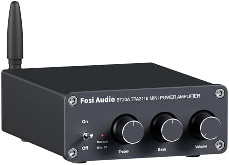 Fosi Audio BT20A Bluetooth Stereo Amplifier, 2 Channel Home Audio Component Amplifiers for Passive Speakers, Mini Class D Amp Receiver 200W for Indoor/Outdoor/Garage/Ceiling/Bookshelf Speaker
