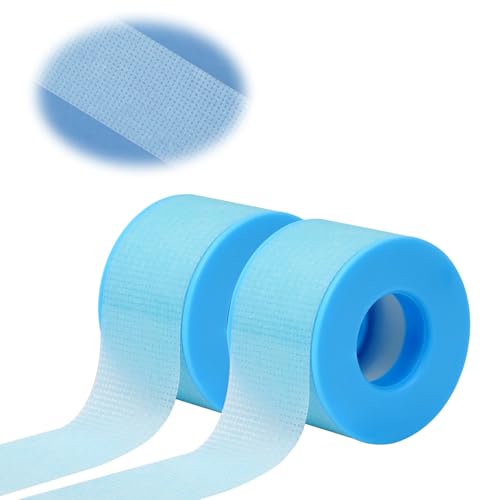 Lash Tape for Eyelash Extensions - Silicone Gel Eyelash Tape Eyelash Extension Tape for Sensitive Skin Pain Free Removal Breathable Micro Eyelash Extension Supplies（1 in x 4yd，2Rolls Blue）