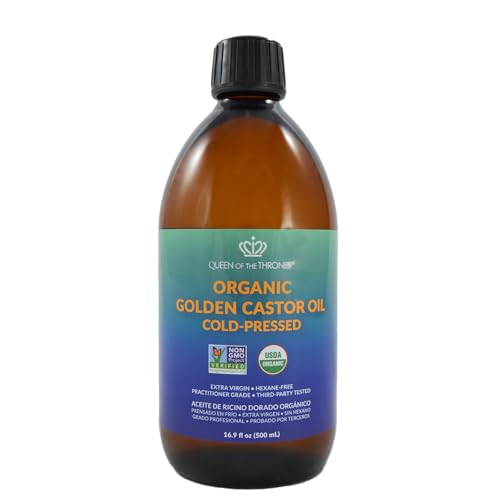 QUEEN OF THE THRONES Organic Golden Castor Oil - 16.9oz | 100% Pure & COLD PRESSED for Hair, Skin & Nails | Hexane Free | USDA Certified