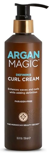 ARGAN MAGIC Defining Curl Cream - Enhances Waves and Curls While Adding Definition | Conditions, Detangles, and Reduces Frizz | Paraben Free (8.5 Ounce / 250 Milliliter)