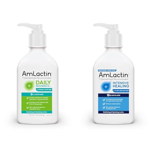 AmLactin Daily Nourish 5% 7.9oz and Intensive Healing 15% 7.9oz Body Lotions Bundle