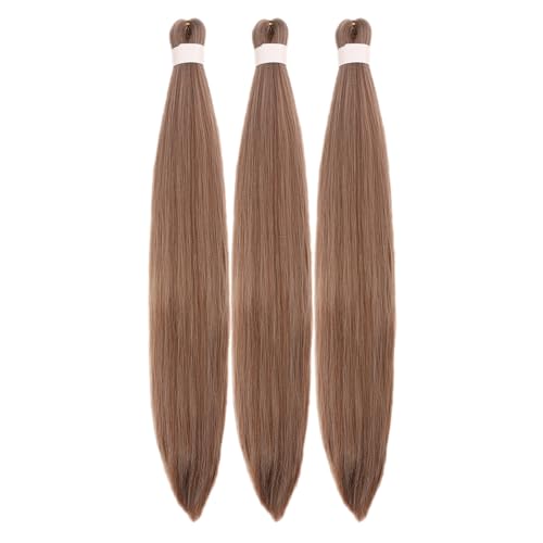 Braiding Hair Pre stretched Brown Prestretched Braiding Hair for Black Women Twist Kids Ez Braid Braiding Hair Synthetic Knotless Colored Hypoallergenic Hair extensions Pre-stretched