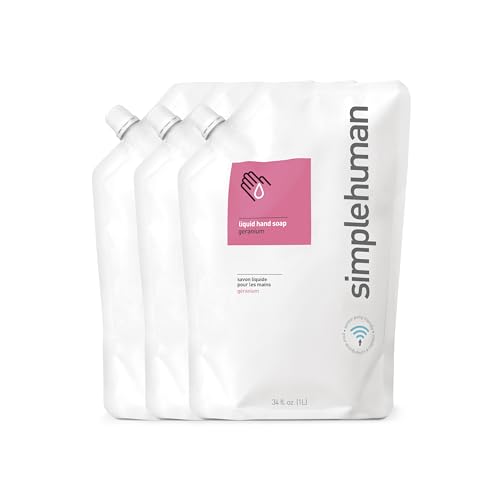 simplehuman Geranium Moisturizing Liquid Hand Soap Refill Pouch, 34 Fl