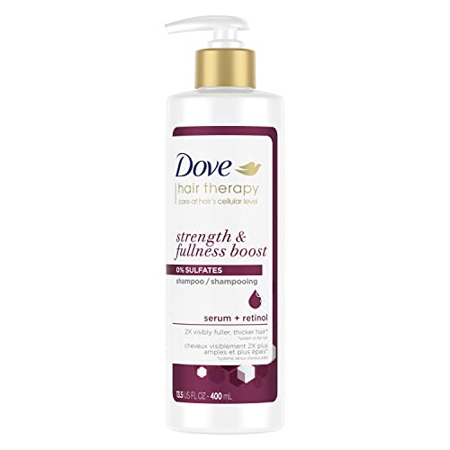 Dove Hair Therapy Shampoo For Thin, Fine Hair Strength and Fullness Boost Sulfate Free Shampoo for 2X Visibly Fuller, Thicker Hair 13.5 oz