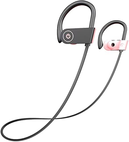 Otium Bluetooth Headphones, Wireless Headphones IPX7 Waterproof Sports Earbuds 15H Playtime with Mic HD Stereo Sound Sweatproof in-Ear Earphoones Noise Cancelling Headsets Gym Running Workout Pink