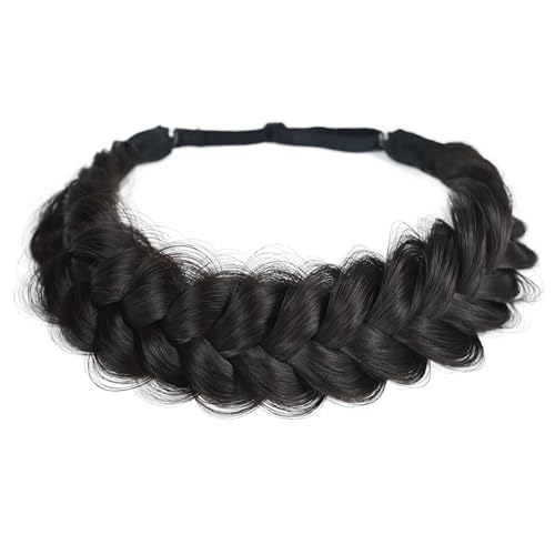 Braid Headband 2 Strands Messy Classic Chunky Long Plaited Wide Braids Elastic Stretch Premium Synthetic Braided Headband, Ladies Girls Boho Braids 65g (Headband A3)