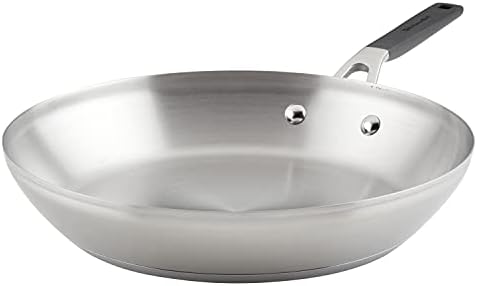 KitchenAid Stainless Steel Frying Pan/Skillet, 12 Inch, Brushed Stainless Steel
