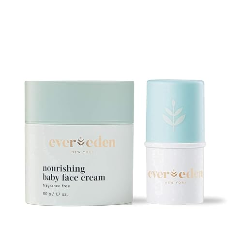 Evereden Dry Relief DUO - Baby Face Cream (1.7oz) & Baby Lip Balm (0.13oz) - Clean, Vegan, & Easy to Use Toddler Chapstick & Baby Cream Bundle for Deep Soothing Hydration - Non-Greasy & Fragrance-Free