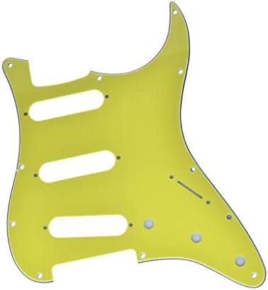 KAISH 11 Hole ST/Strat Style Pickguard SSS Pick Guard for USA/Mexico Stratocaster/Strat Yellow 3 Ply