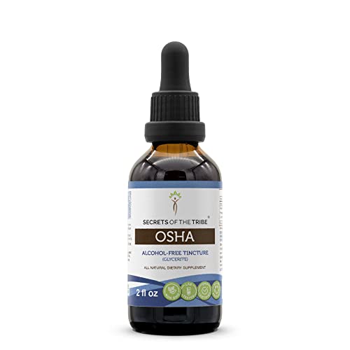 Secrets of the Tribe OSHA Tincture Alcohol-Free Extract, High-Potency Herbal Drops, Tincture Made from Responsibly farmed OSHA Ligusticum porteri Respiratory System Health 2 oz