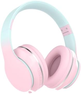 Bluetooth Kids Headphones,Wireless Kids Headphones Over Ear with Microphones,Stereo Sound,10H Playtime, Foldable&Adjustable Children Headphones,Bluetooth Headset for Adults,School (Pink)
