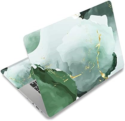 AIMSA Laptop Skin Sticker Decal, 12 13 13.3 14 15 15.4 15.6 inch Laptop Art Decal Protector Notebook Netbook PC 15.6" Universal Vinyl Cover, White Green Gold Marble